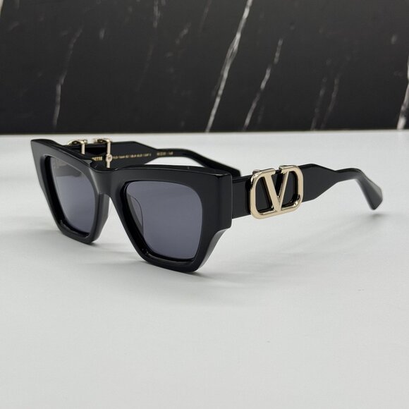 NEW VALENTINO VLS-166A GREY BLACK CAT EYE SUNGLASSES VALENTINO - Picture 4 of 10